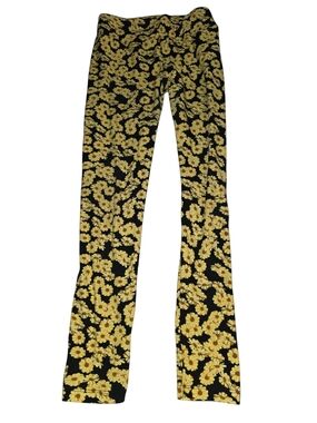 LuLaRoe Black and Yellow Floral Kids Leggings One Size Fits Most
